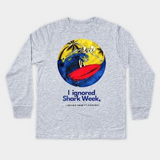 Shark Week (surfing skeleton) Kids Long Sleeve T-Shirt